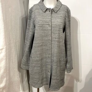 Eileen Fisher Women’s Faux Tweed Coat w/Front Pockets, Gray Jacket, size PM